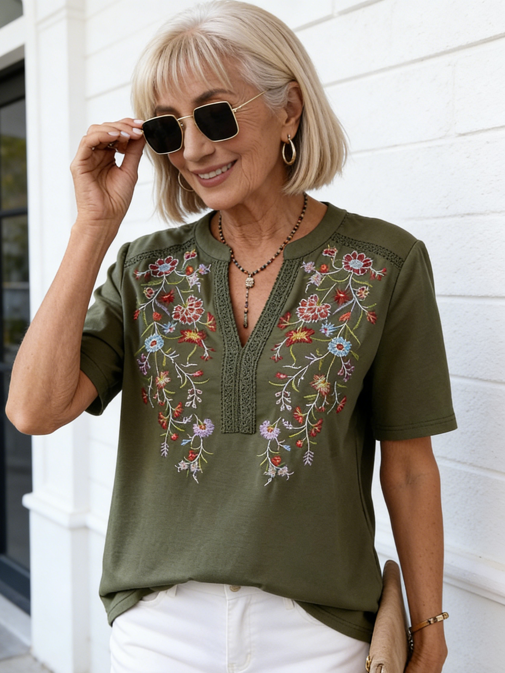 Embroidered Stitched Lace Top