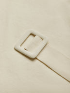 Cotton Trench Coat, Long Sleeves, Shawl Collar, Plain, Button Design, Vintage, Apricot
