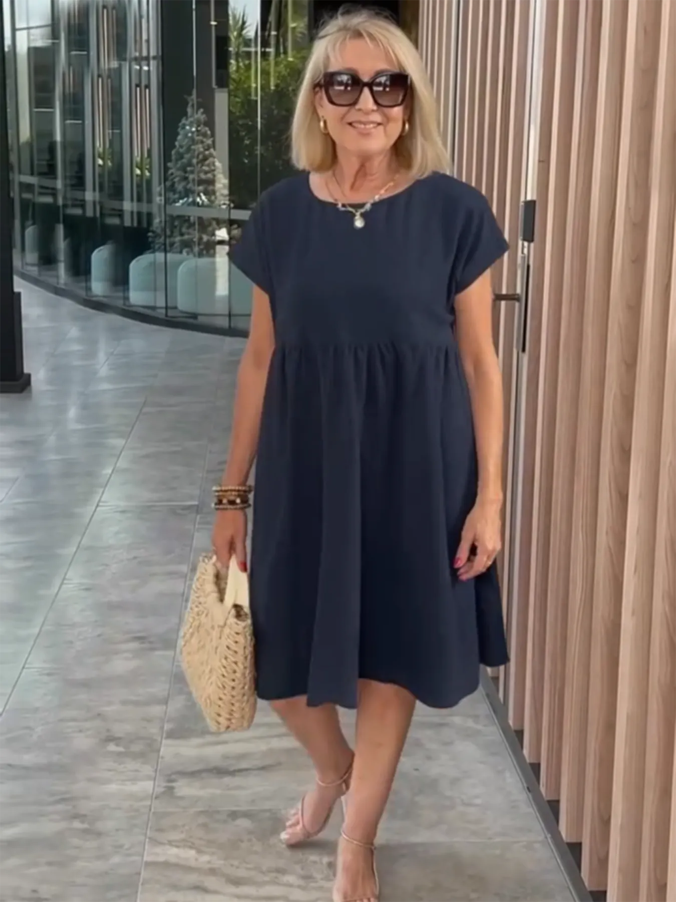 Cotton and Linen A-shaped Skirt Pocket Dress