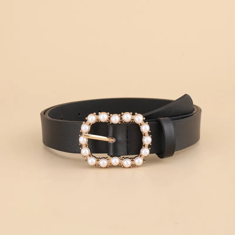 Leather Pearl Belt Ladies Versatile Fashion Decorative Belt Belt Belt