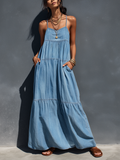 Women's Casual Denim Suspender Dress
