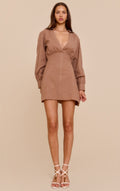 Mocha Plunge Shirt Dress