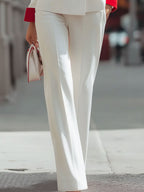 Bold Red And White Double-Breasted Suit Set