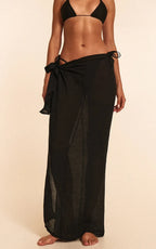 Black Linen Look Beach Sarong
