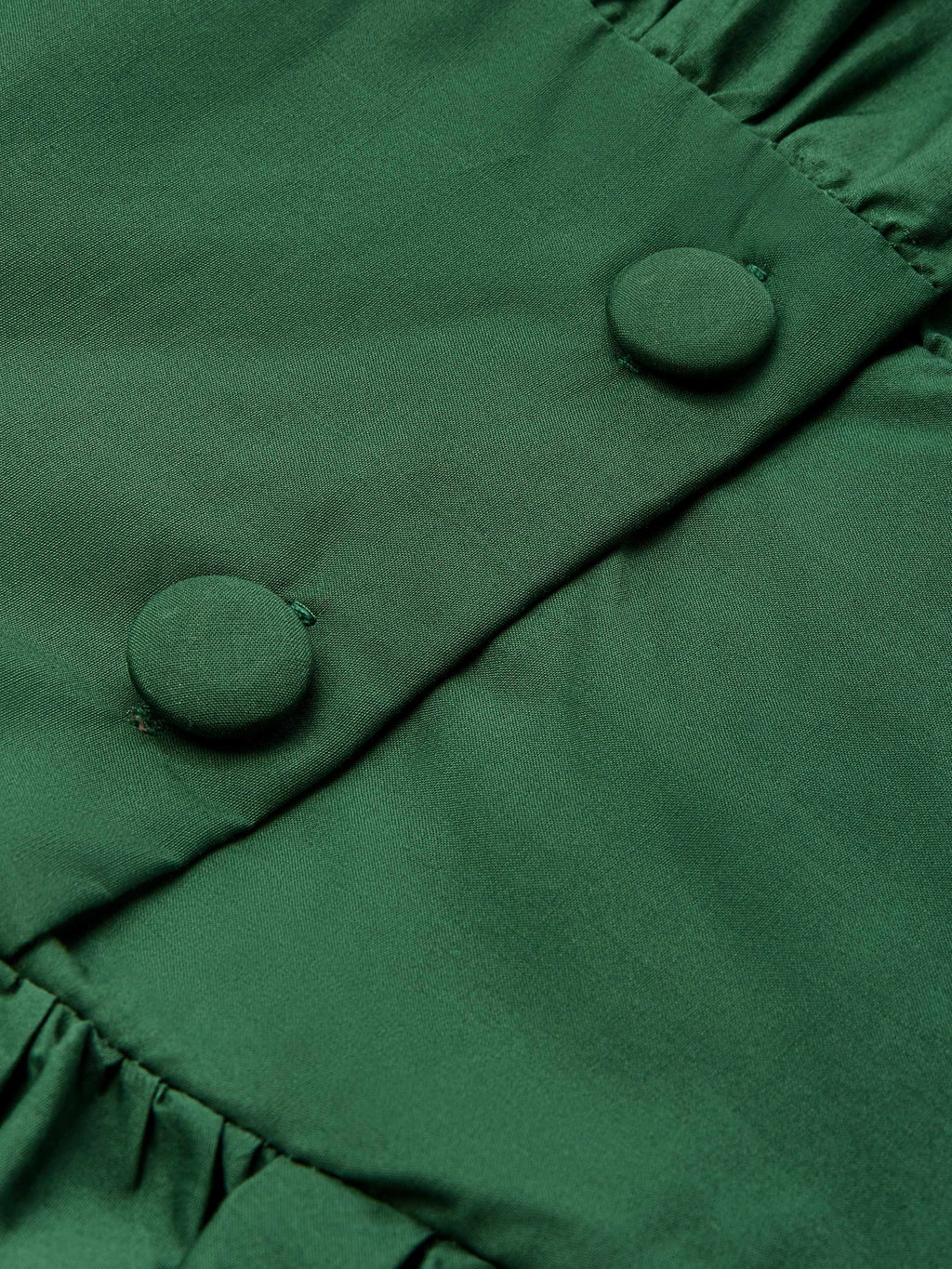 Cotton Maxi Dress, Balloon Sleeve, V neck, Plain, Vintage, Dark Green
