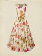 Maxi Cotton Dress, Sleeveless, V Neck, Floral, Belt Design, Vacation, Vintage, Apricot