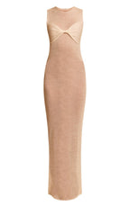 White Filigree Knit Twist Front Maxi Beach Dress
