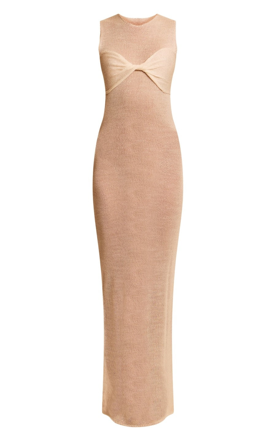 White Filigree Knit Twist Front Maxi Beach Dress