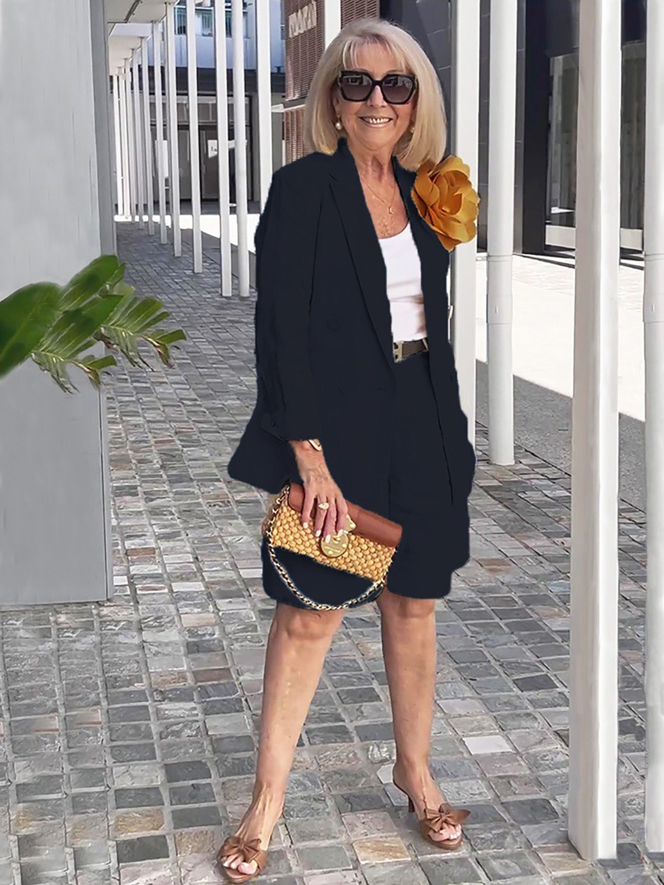 Early AutumnTwo-piece Suits Stylish Lapel Collar Suit Shorts  Blazer Coat