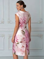 Elegant Floral  Shawl-Collar Sheath Dress
