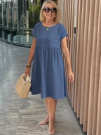 Cotton and Linen A-shaped Skirt Pocket Dress