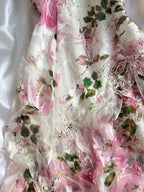Floral Printed Gorgeous Lithe Spaghetti-Neck Lace Patchwork Maxi Dresses