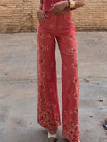 Casual Bohemian Paisley Print Cotton Pants