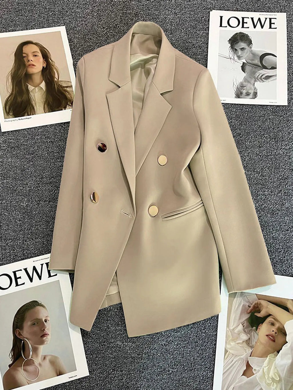 Classic Blazer Solid Color Leisure Cotton Coat for Women