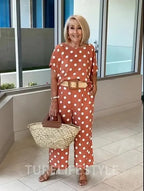 Vacation Two Piece Set BOHO Outfits Set Small Polka Dot Two-piece Set