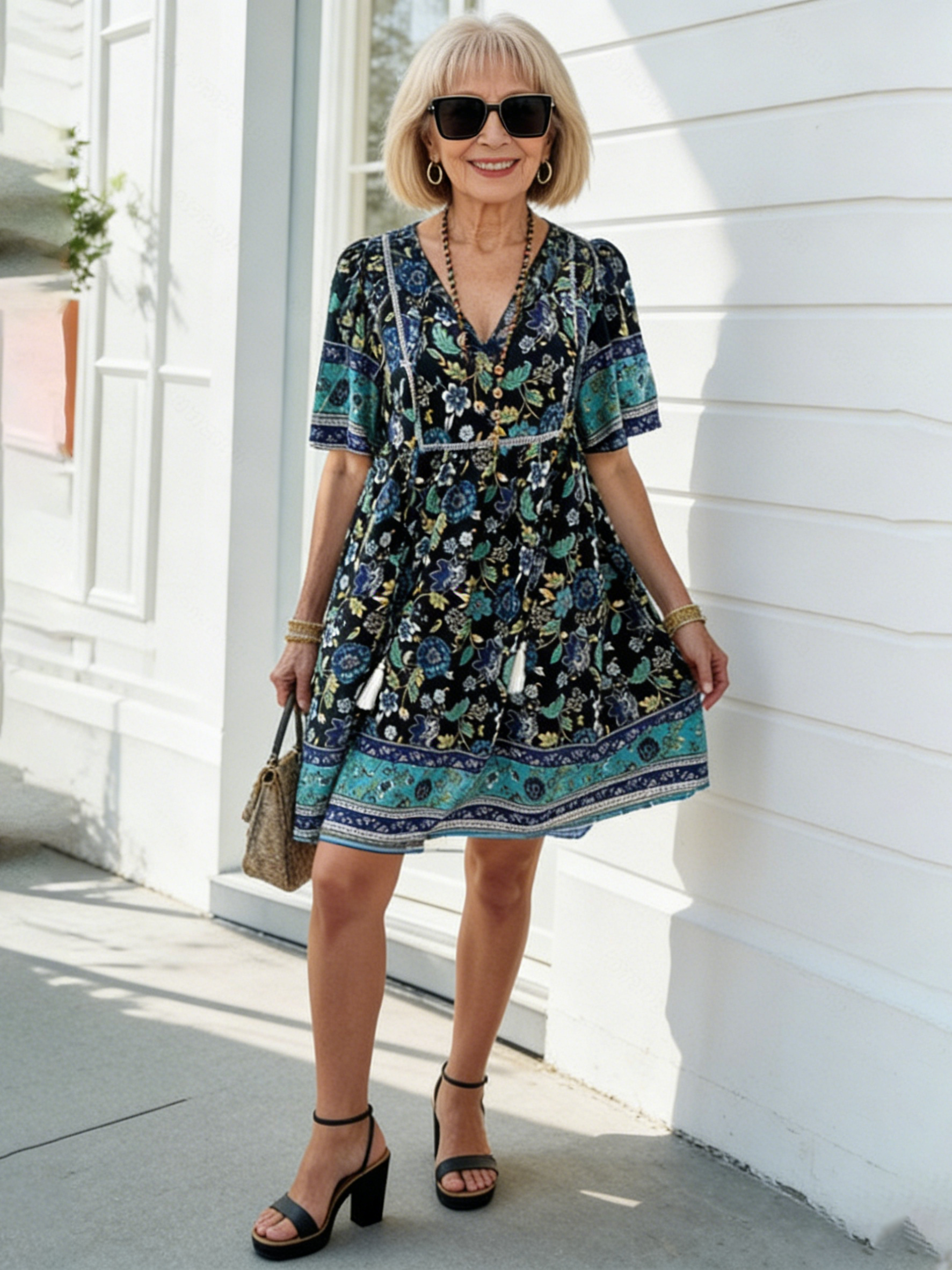 Casual Vacation Print Short-sleeved Dress