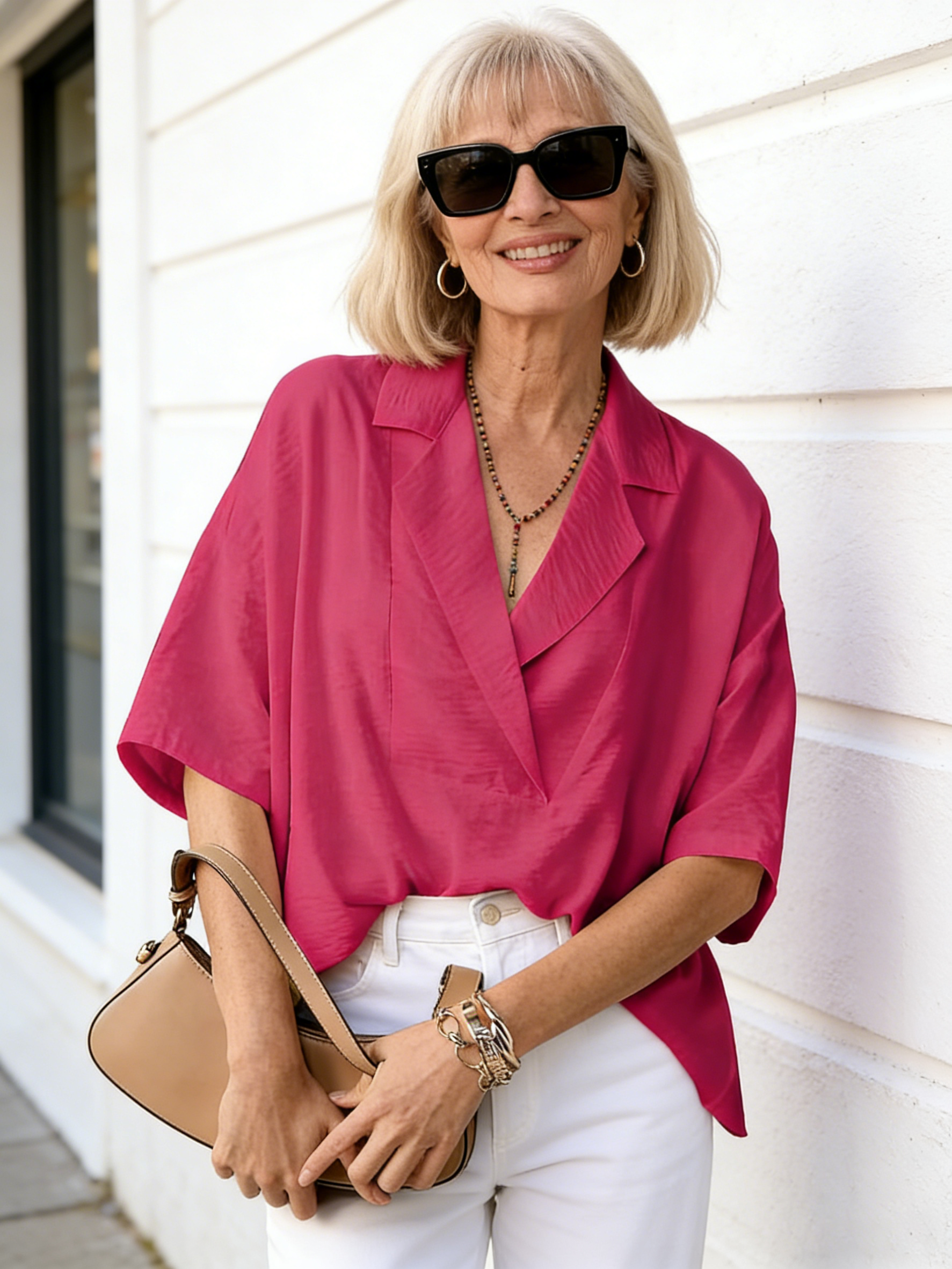 Cotton and Linen Short-sleeved Lapel Casual Loose Top Solid Color Shirt