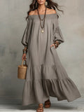Women's Minimalist Cotton-linen Off-shoulder Loose Dress