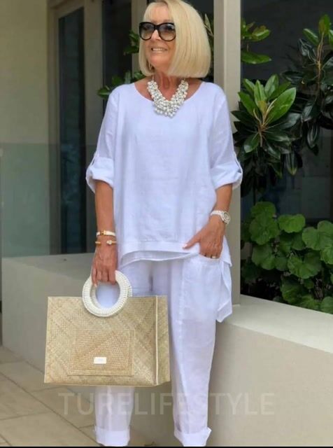 Double-layered Solid Color Cotton and Linen Two-piece Loose Casual Soft Shirt Pants