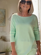 100% Cotton Crew Neck Solid Color Casual Top