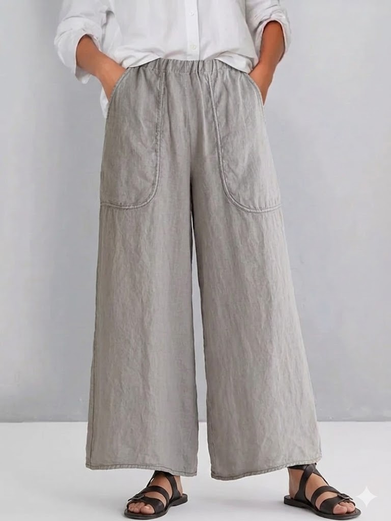 Casual Linen And Cotton Trousers