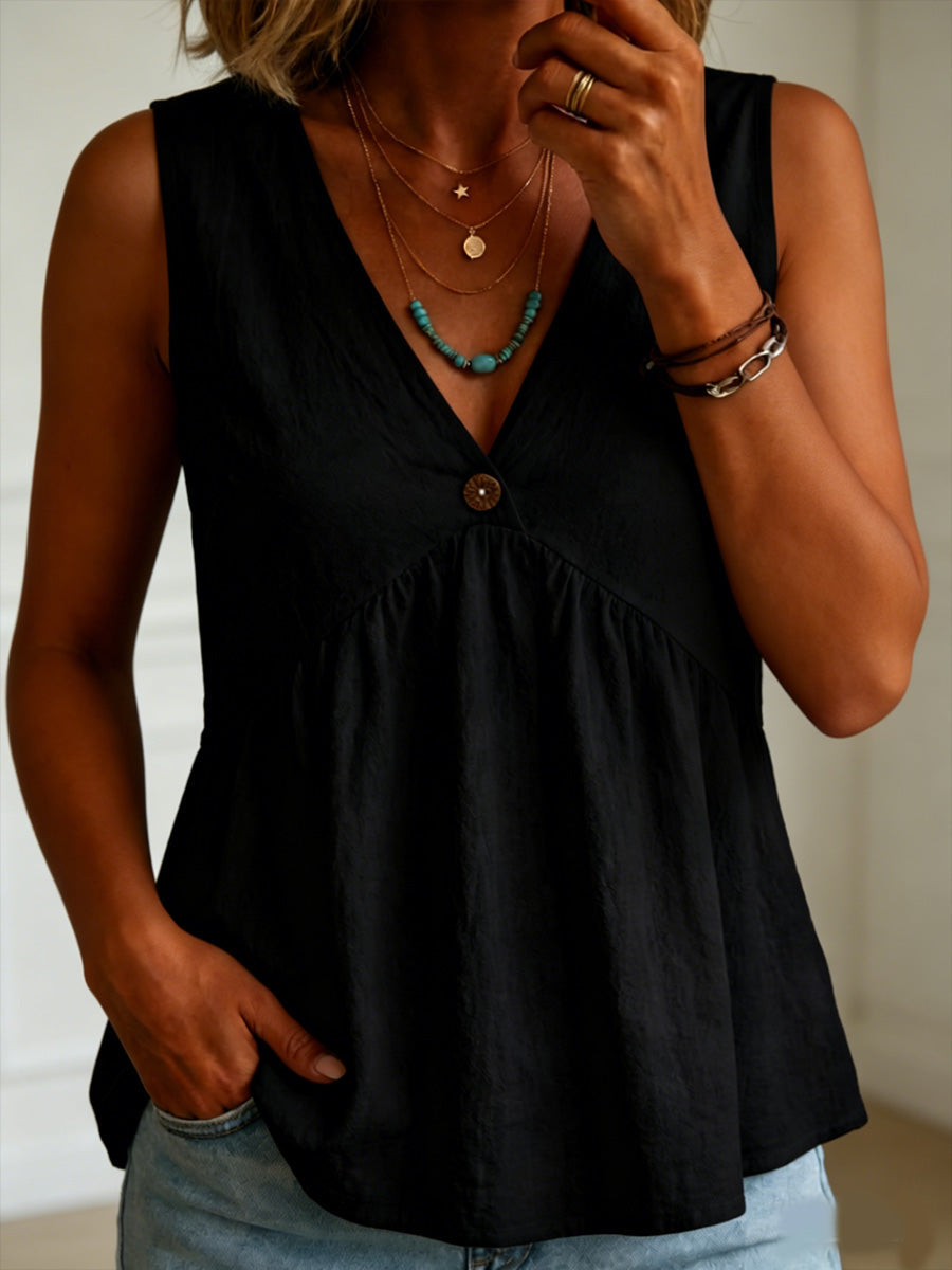 Women's V-neck Sleeveless Cotton Top