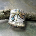 Retro Aquamarine Dragonfly Ring