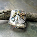 Retro Aquamarine Dragonfly Ring