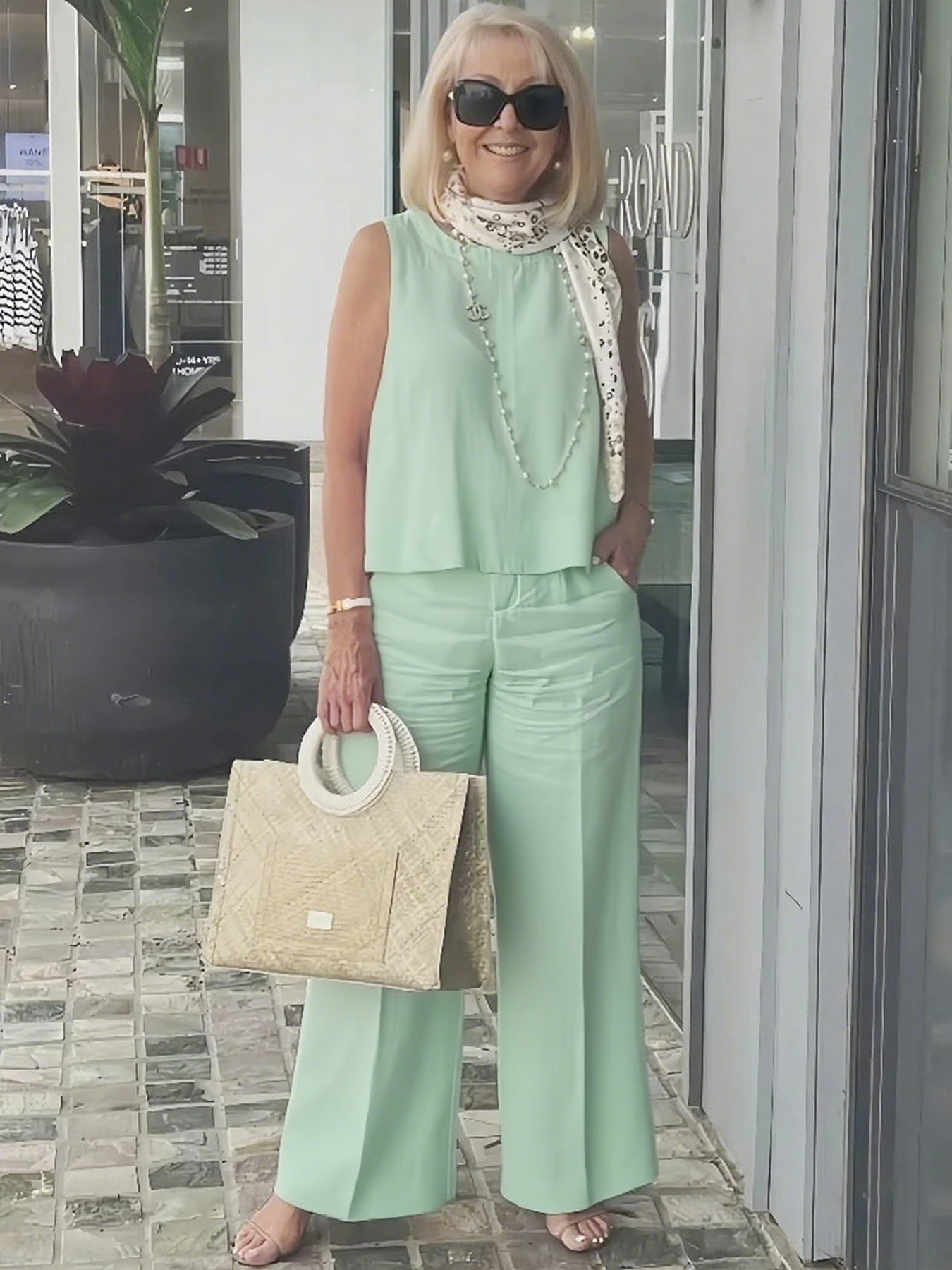 Sleeveless Solid Cotton and Linen Set for Breathable and Comfortable Holiday Two-Piece Set