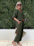 Cotton and Linen Two-piece Button Style Casual and Soft