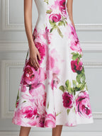Blossom Muse Floral Fit-and-Flare Midi Dress