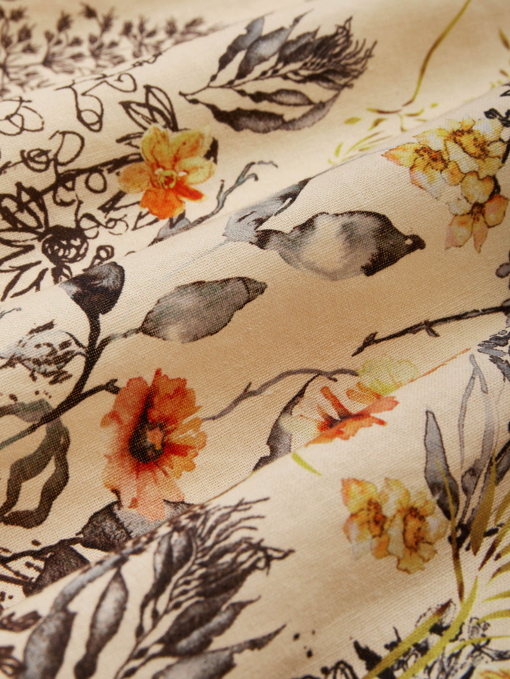 Linen Maxi Dress, Half Sleeve, V neck, Floral, Vintage, Summer