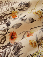 Linen Maxi Dress, Half Sleeve, V neck, Floral, Vintage, Summer