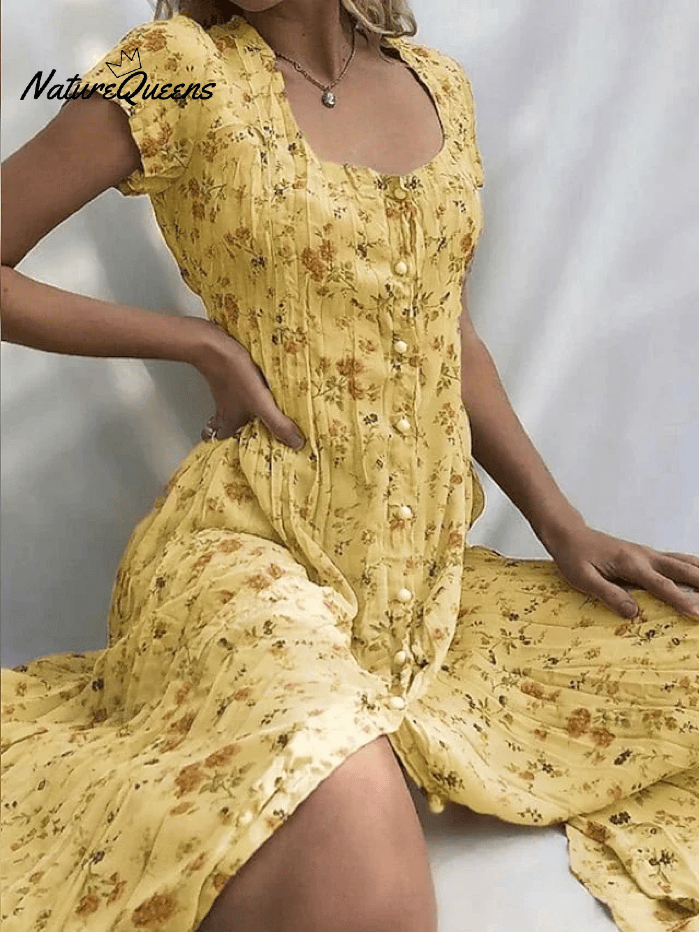 Women's Shift Dress  Short Sleeve Floral Button Front Print Summer