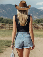 Retro Large Pockets Denim Shorts