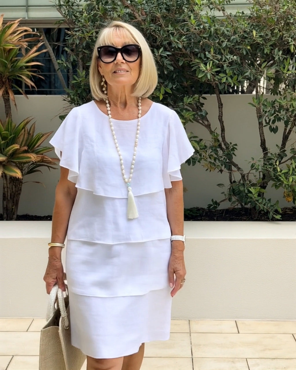 Romantic Soft White Tiered Dress