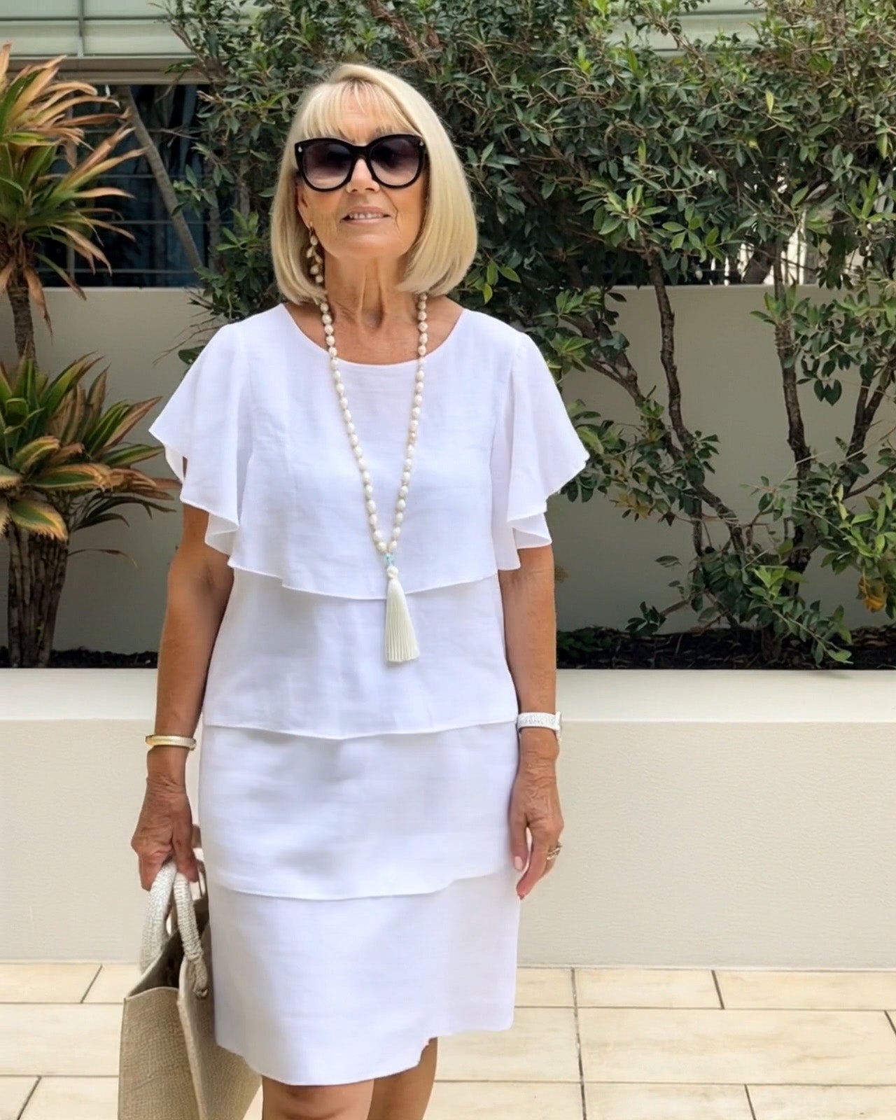 Romantic Soft White Tiered Dress