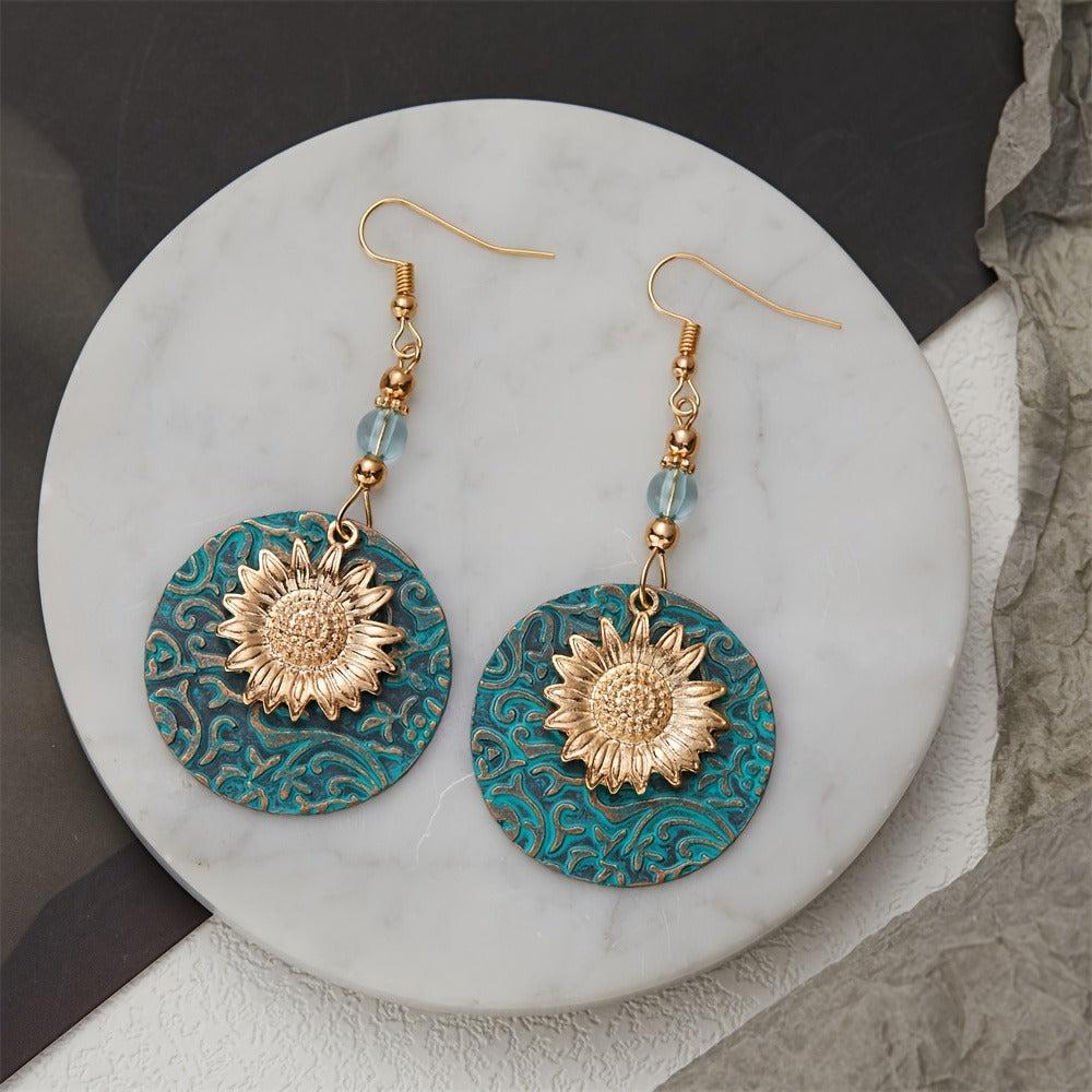 Boho Sunflower Earrings Creative Fashion Vintage Engagement Wedding Drop Earrings Female Jewelry tribal jewelry
