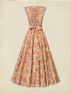 Maxi Linen Dress, Sleeveless, V Neck, Floral, Lace, Vacation, Vintage, Light Orange