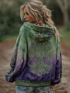 Women's Vintage Viking Celtic Knot Tree Of Life Gradient Hoodie