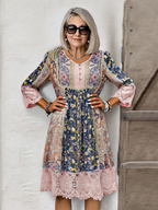 Vintage Print Lace Dress