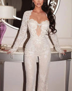 Elegant Embroidered Lace Jumpsuit