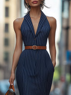 Pinstripe Power Pencil Dress