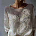 Classy Dandelion Embroidered Flowy Linen Tunic