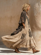 Women's Bohemian-Style Linen-Cotton Two-Piece Set — Vintage Loose Shirt & Dress Ensemble