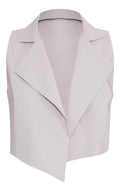 Light Grey Stretch Woven Collar Detail Waist Coat