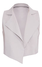 Light Grey Stretch Woven Collar Detail Waist Coat