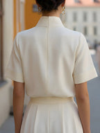 Stand Collar Minimalist Structured Blouse