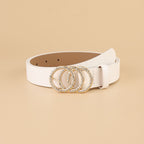 Solid color PU belt casual jeans pants waistband for women