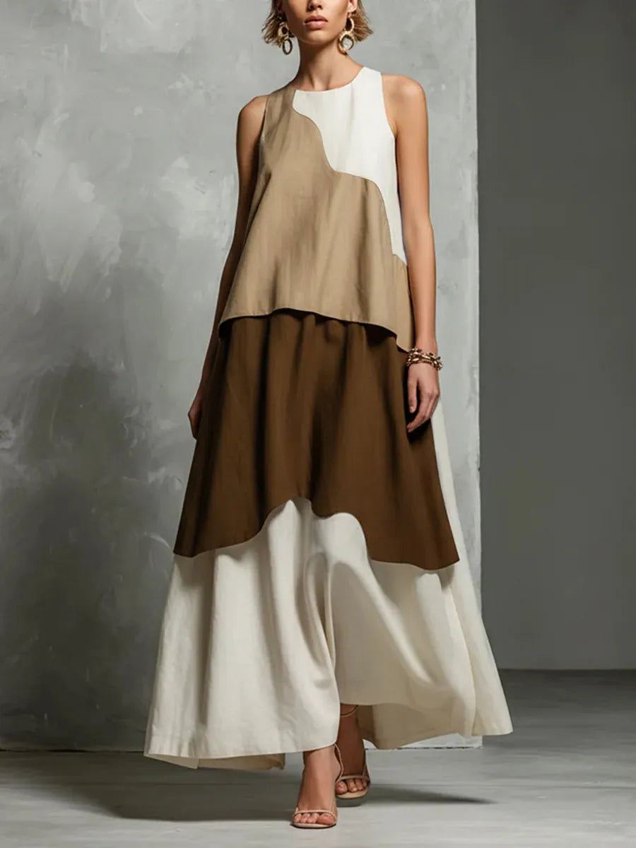 Casual & Stylish Color-block Sleeveless Maxi Dress